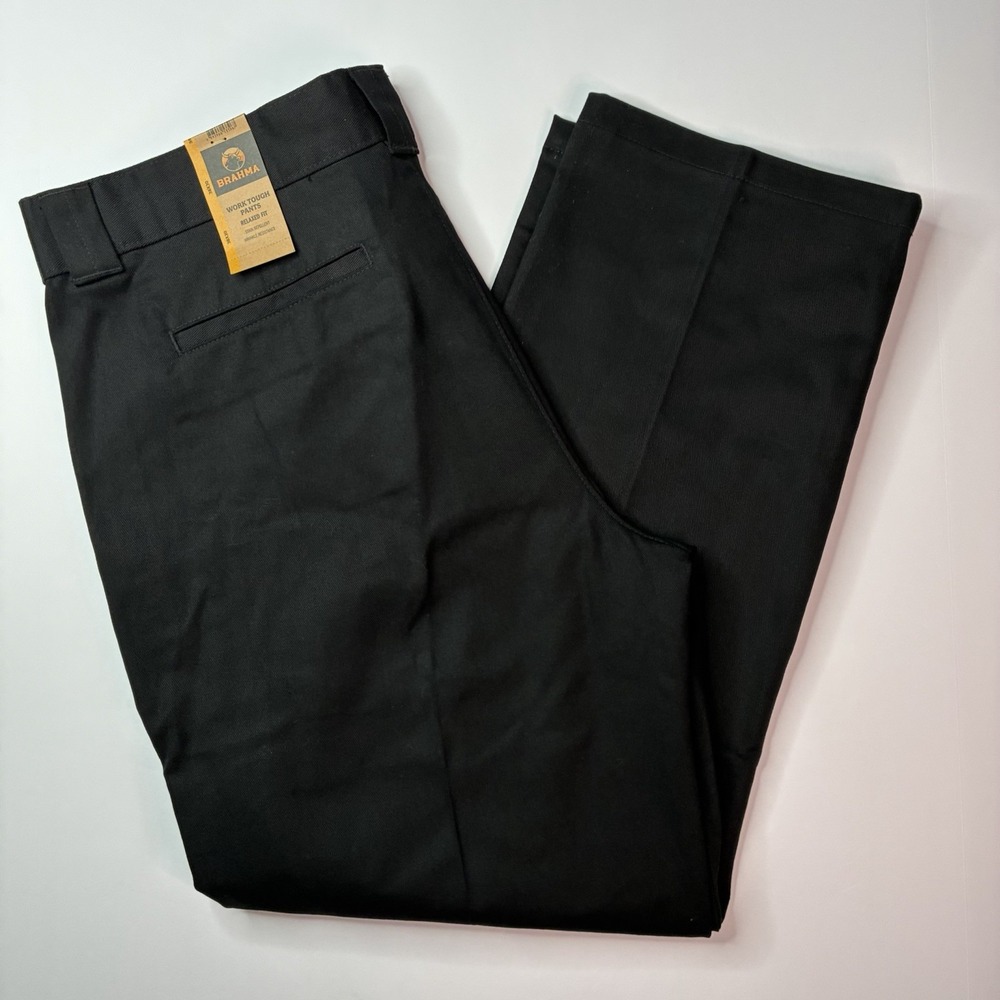 Brahma Men's Work Tough Pants Durable Size 38x30 Black Wrinkle Resistant